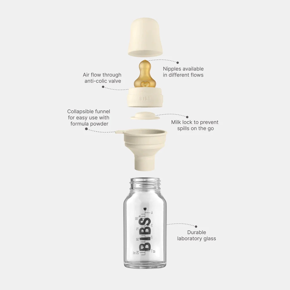 BIBS - Glass Bottle Complete Set 225ml - Cloud