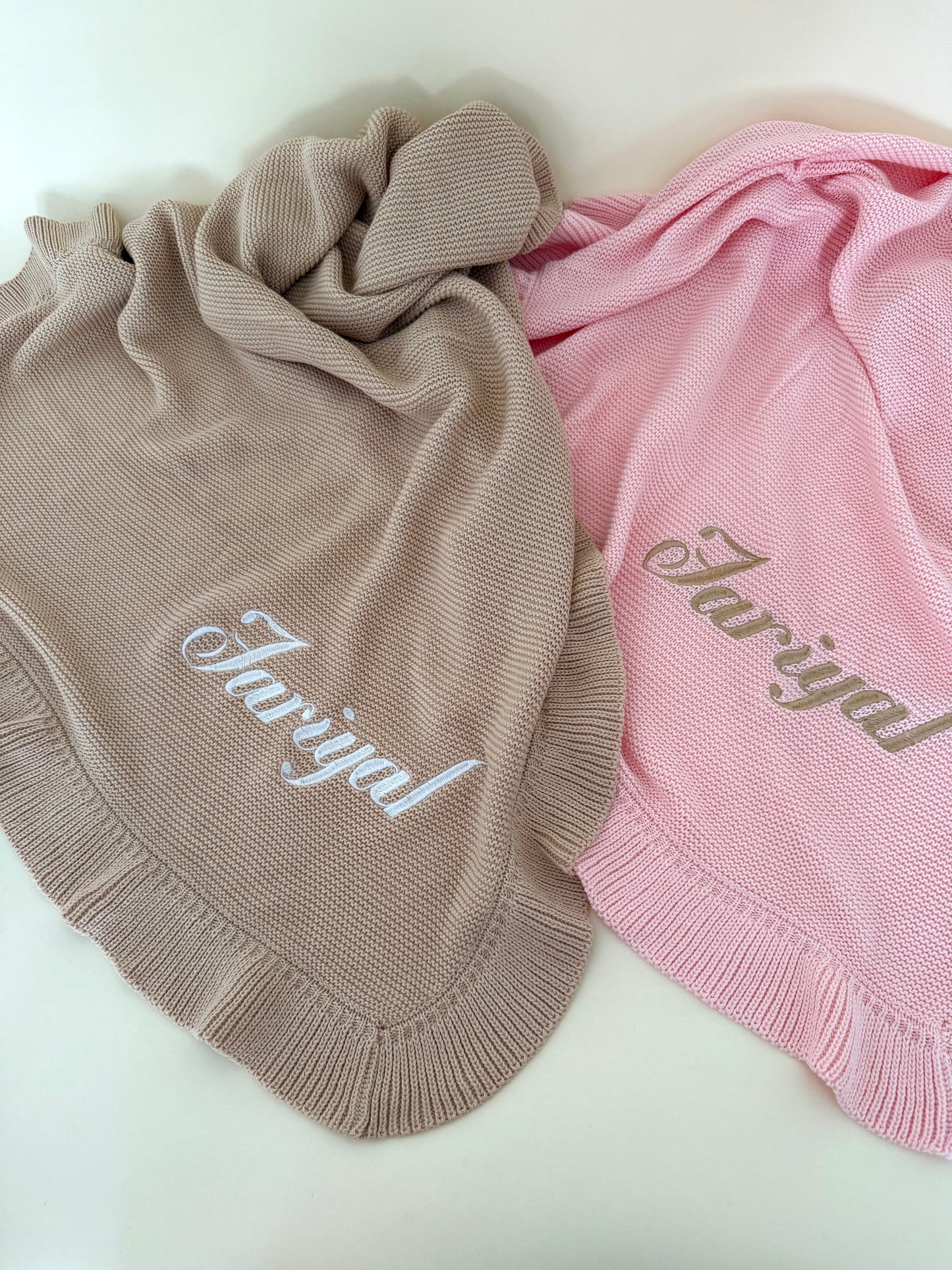 Ruffle Knitted Blanket - White