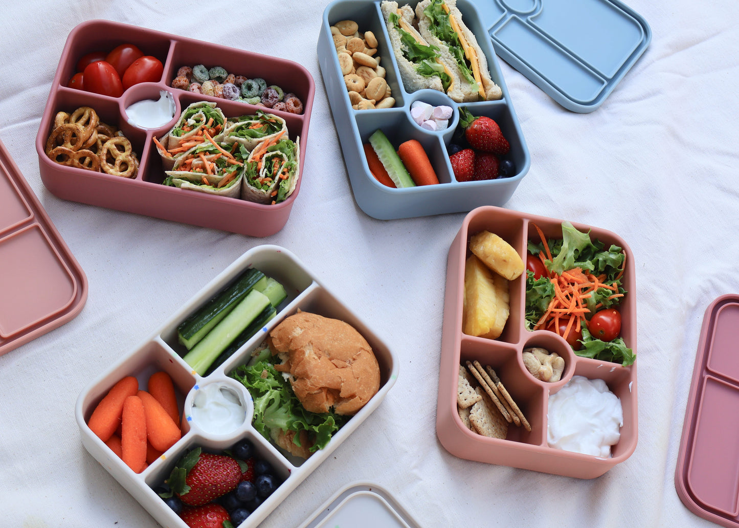 SummitCo Silicone Bento 5 Lunchbox – Sky Blue - Leakproof, 5 Compartments, Microwave & Oven Safe