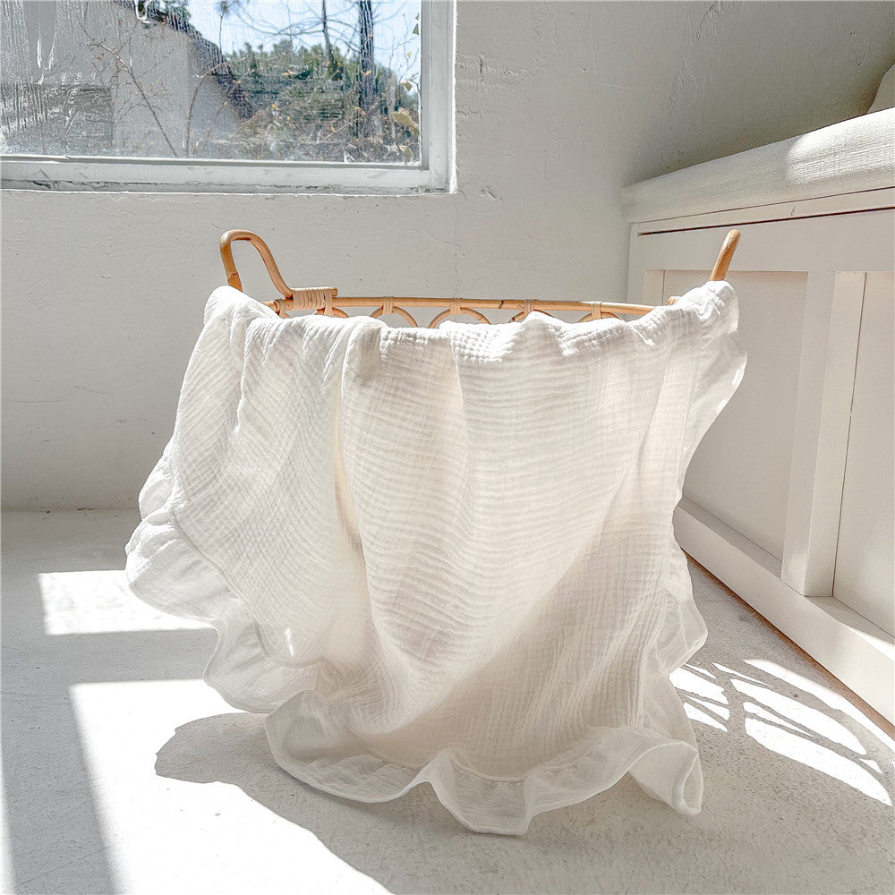 Double Muslin Frill Edged Swaddle