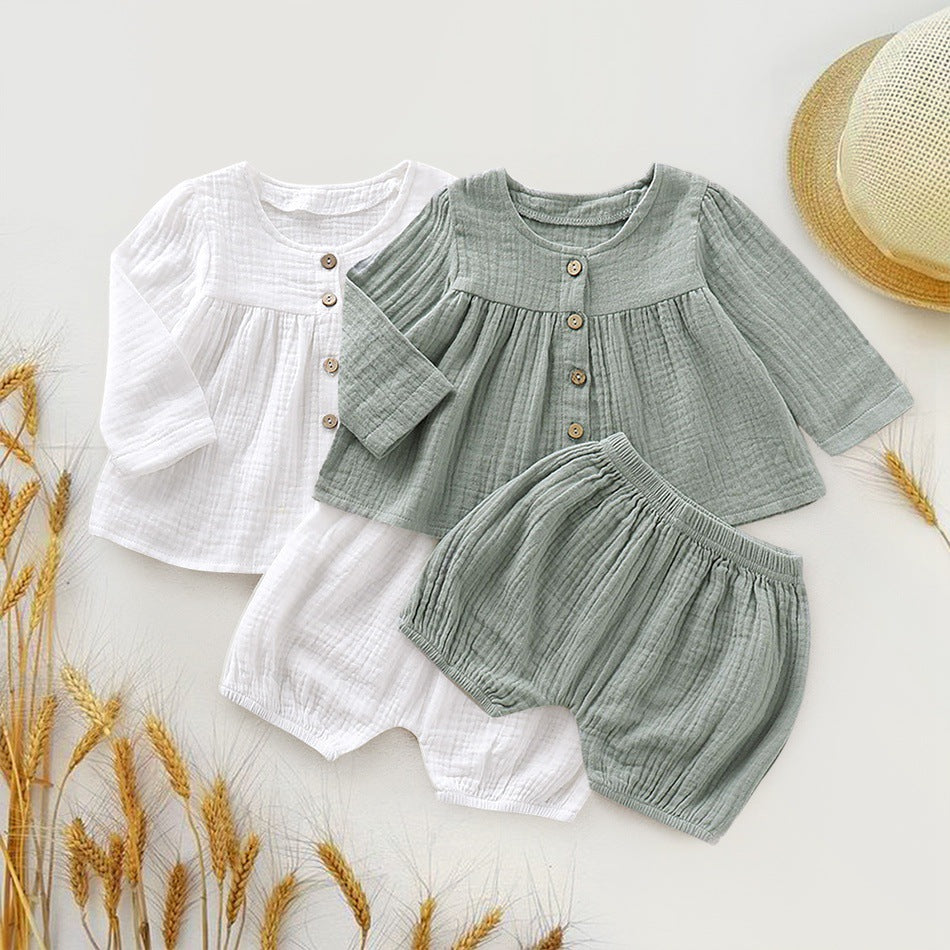 Imara Muslin Shorts and Blouse Set - White