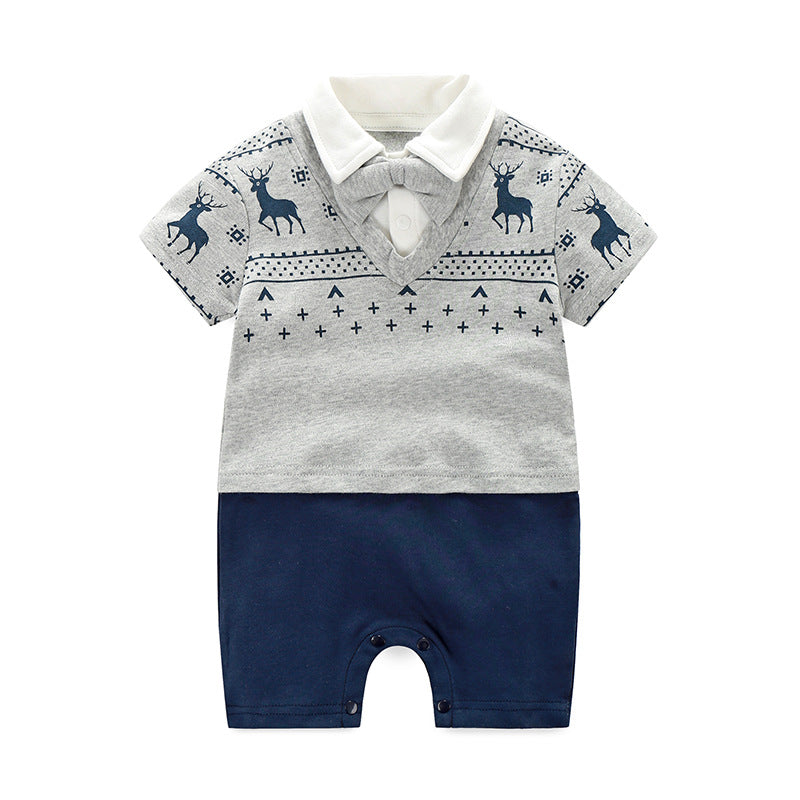 Festive Romper - Grey and Navy