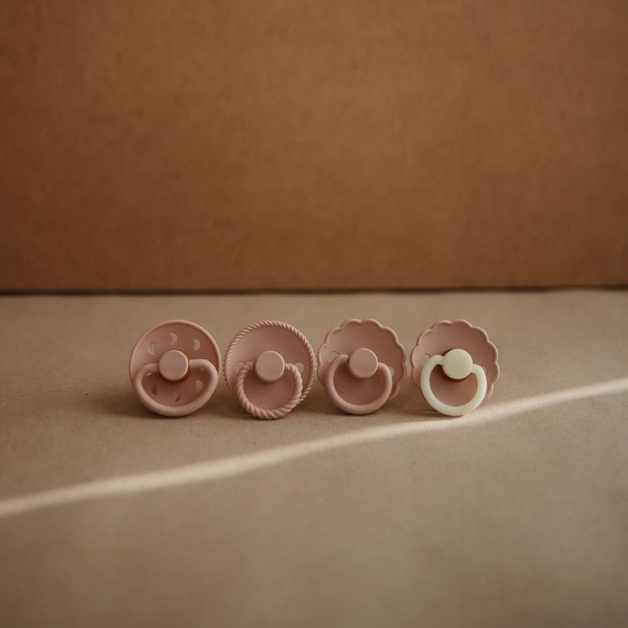 FRIGG Daisy Natural Rubber Pacifier - Night (Blush) - Size 1