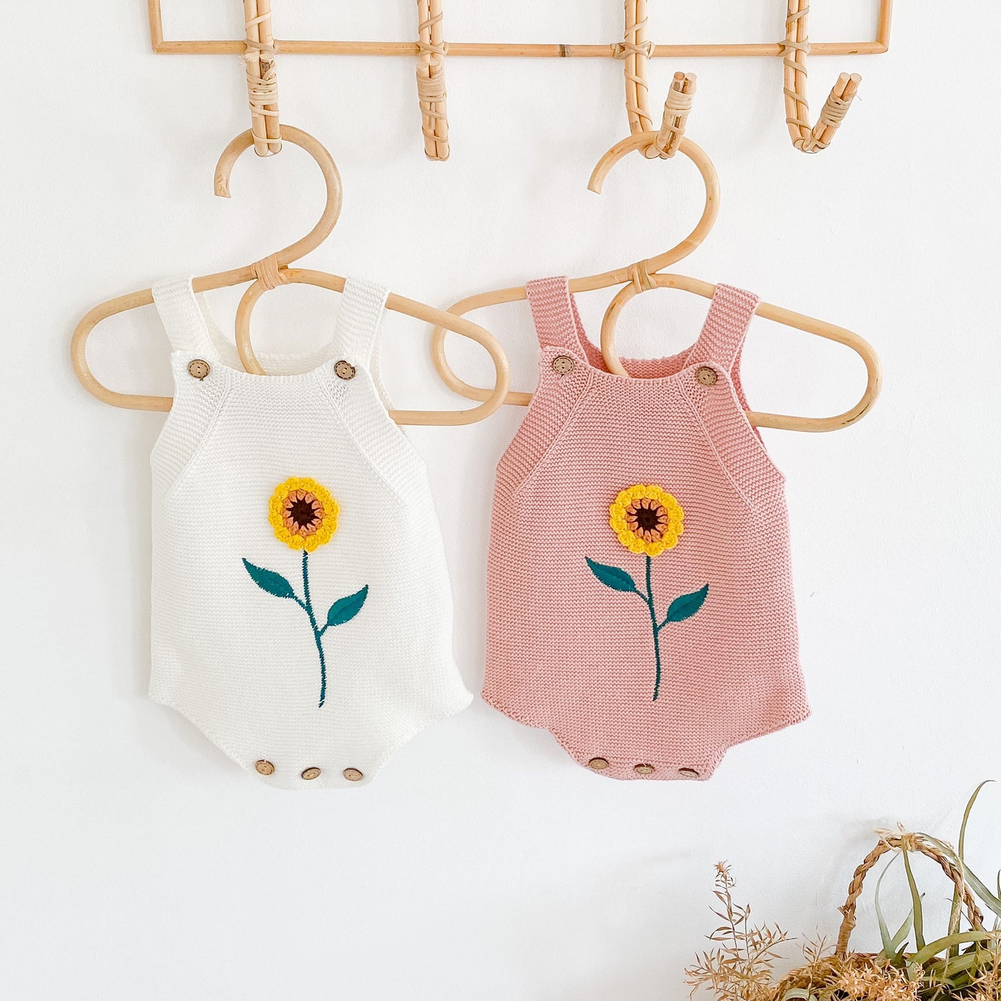 Sunflower Knit Romper - Blush