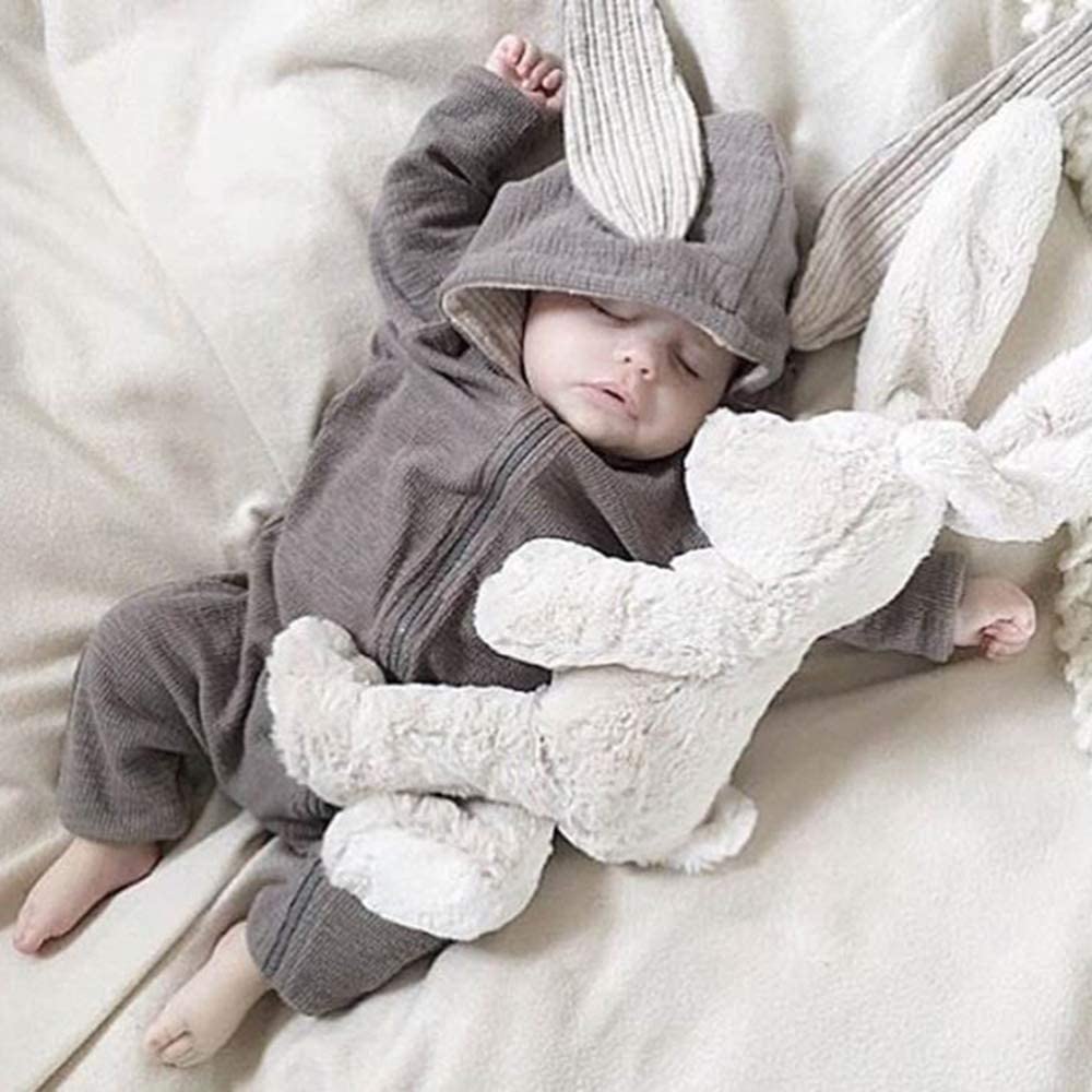 Bunny Ear Hooded Jumpsuit - Grey