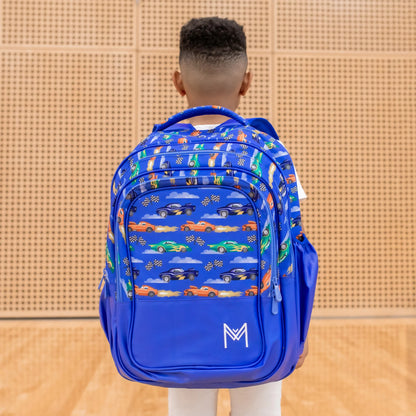MontiiCo School Bag | Blue Speed Racer | For Kids & Teens