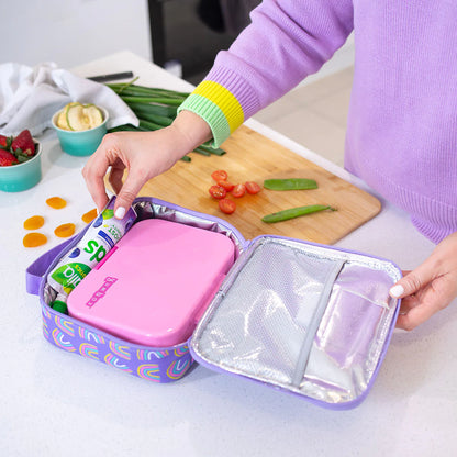 MontiiCo Insulated Lunch Bag - Purple Rainbows - Medium for Kids