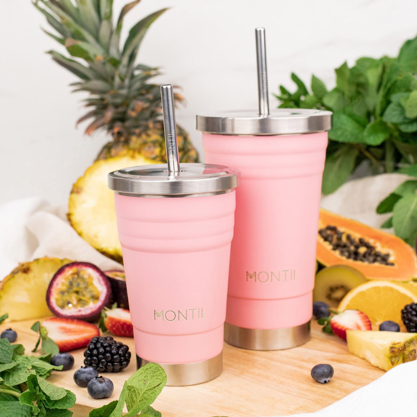 MontiiCo Original Smoothie Cup | Strawberry Pink | For Teens & Adults