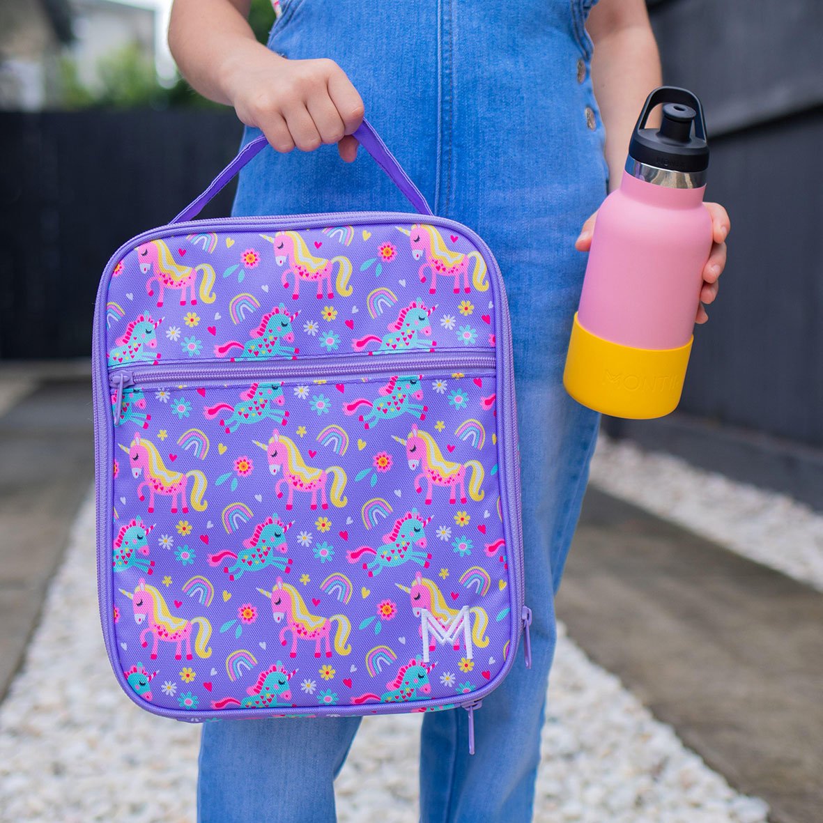 MontiiCo Insulated Lunch Bag Ice Pack Unicorn Purple Large