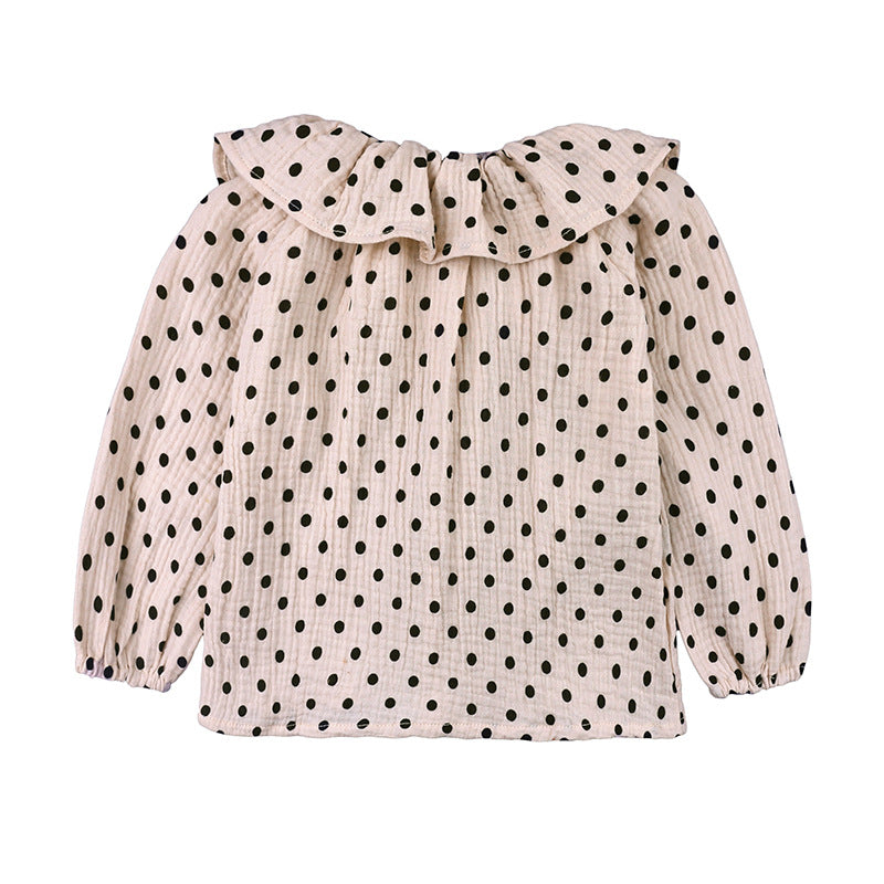 Fleurette Blouse - Beige and Black Polka Dot