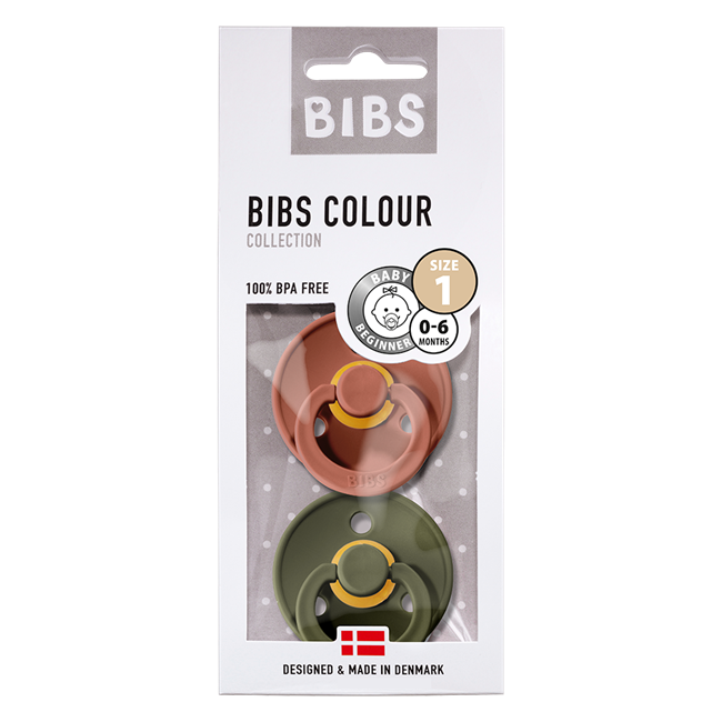 BIBS Natural Latex Pacifier 2 Pack - Woodchuck/Hunter Green Size 1