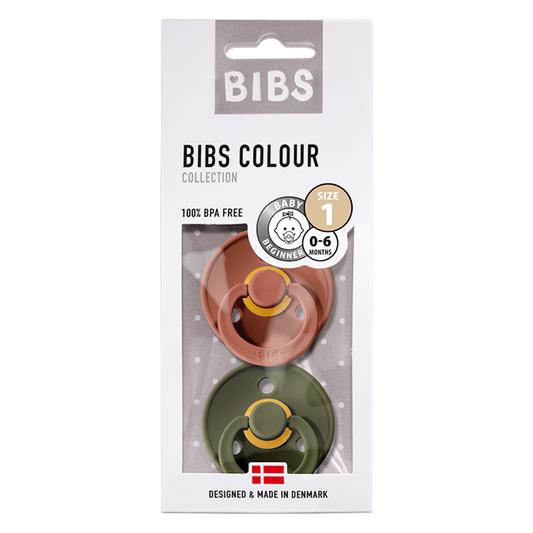 BIBS Natural Latex Pacifier 2 Pack - Woodchuck/Hunter Green Size 1
