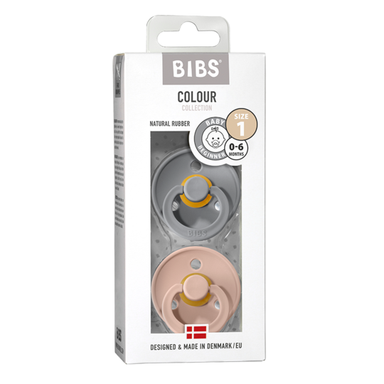 BIBS Natural Latex Pacifier 2 Pack - Cloud/Blush Size 1