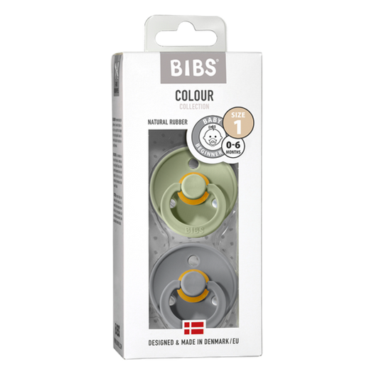 BIBS Natural Latex Pacifier 2 Pack - Sage/Cloud Size 1