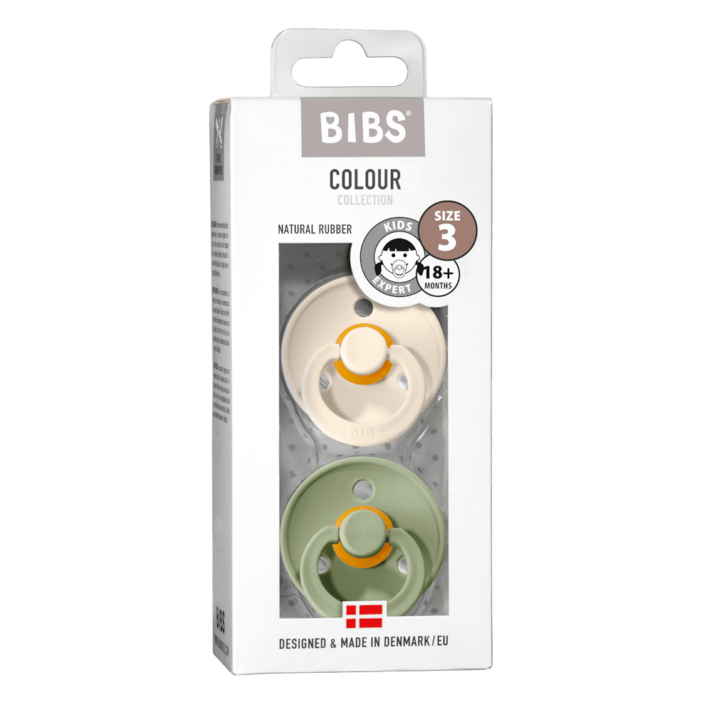 BIBS Natural Latex Pacifier 2 Pack - Ivory/Sage Size 3