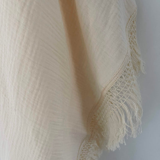 Wild Skye - Double Muslin Fringed Swaddle - Creme