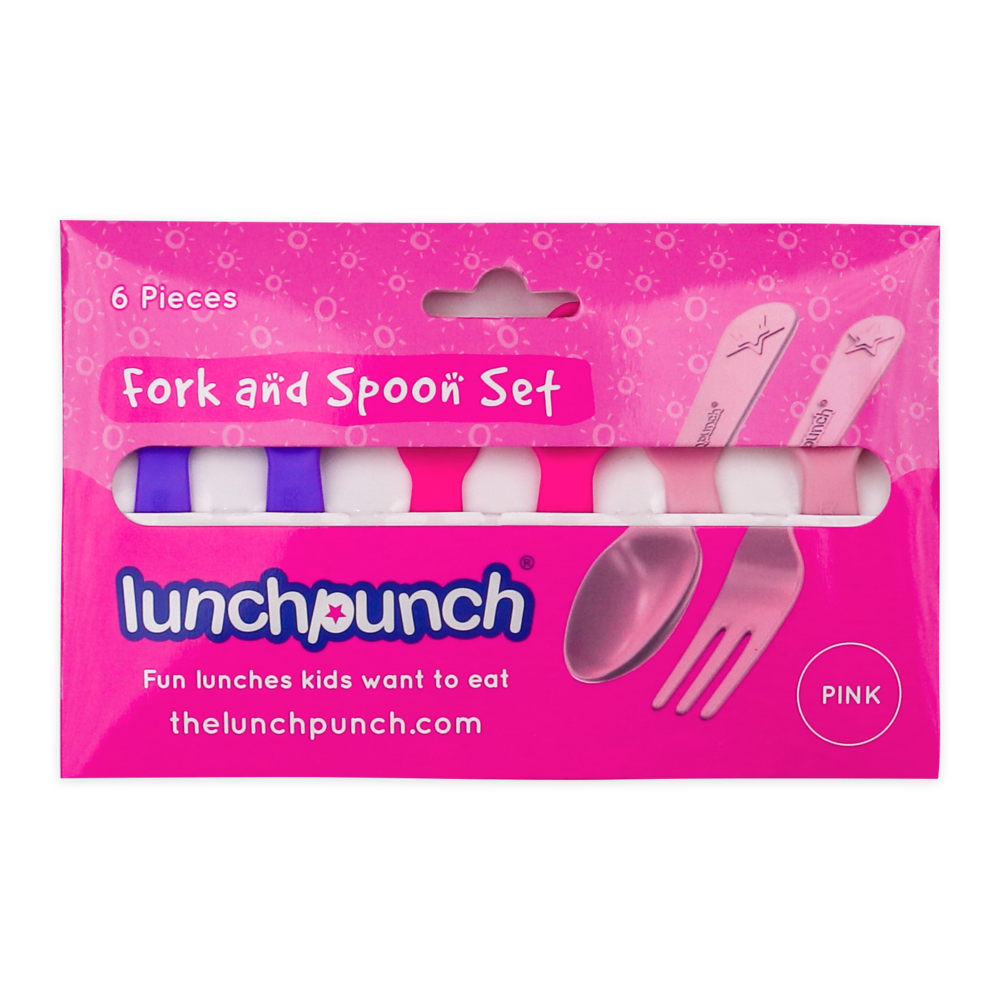 The Lunch Punch Fork and Spoon Set - Pink