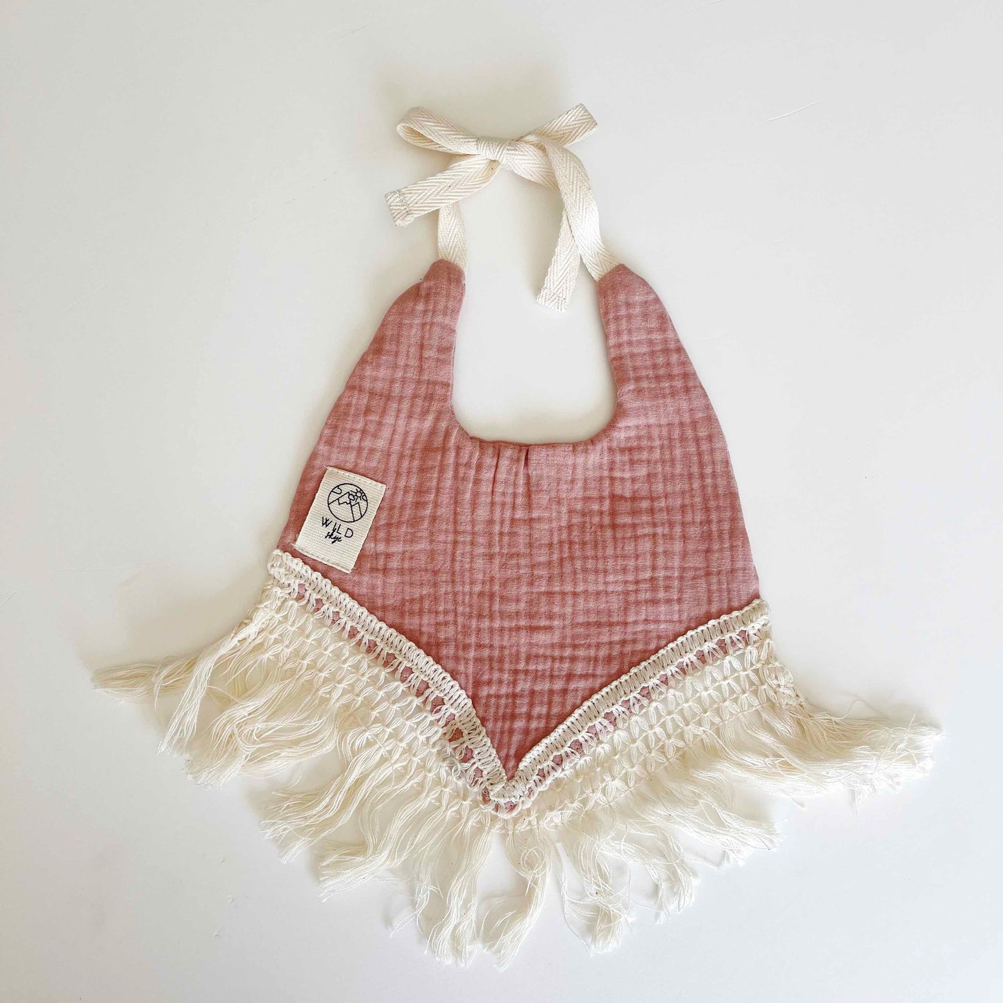 Wild Skye - Double Muslin Fringed Bib - Dusty Rose