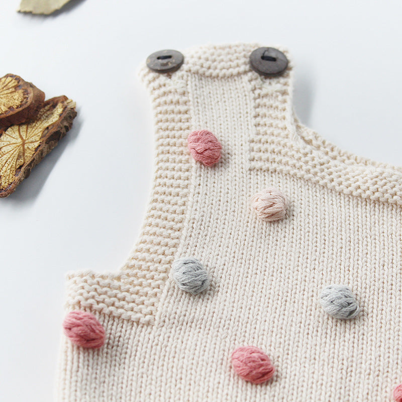 Bobble Knit Romper - Cream and multi-colours