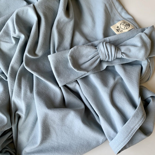 Wild Skye Jersey Wrap Set with Beanie or Topknot - Sky