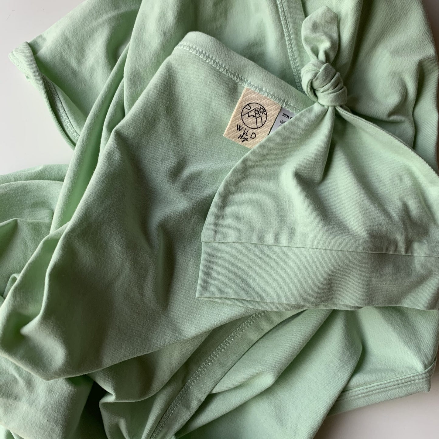 Wild Skye Jersey Wrap Set with Beanie or Topknot - Sage