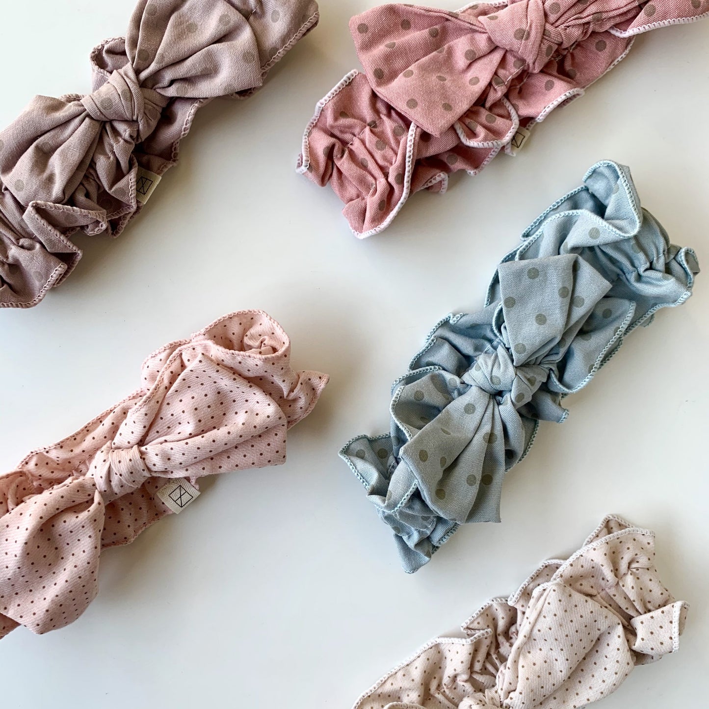 Vintage Stretch Headband - Rose Polka Dots