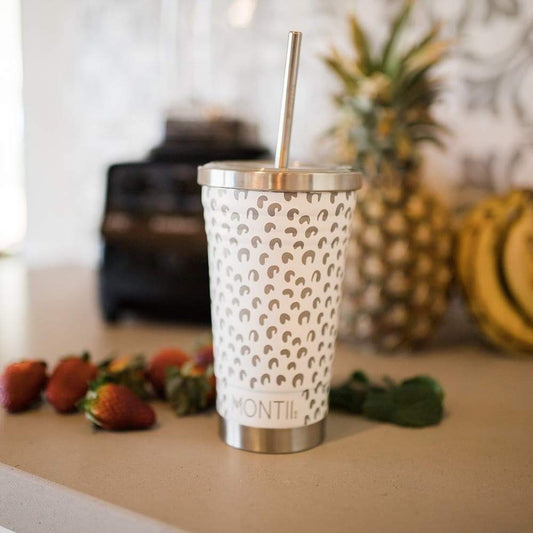 MontiiCo Original Smoothie Cup - White Leopard Print