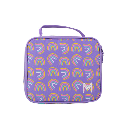 MontiiCo Insulated Lunch Bag - Purple Rainbows - Medium for Kids