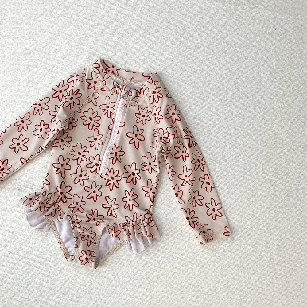 Rashguard One Piece Red Flower