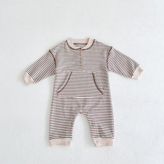 Blake Striped Jumpsuit - Beige and Brown Stripes