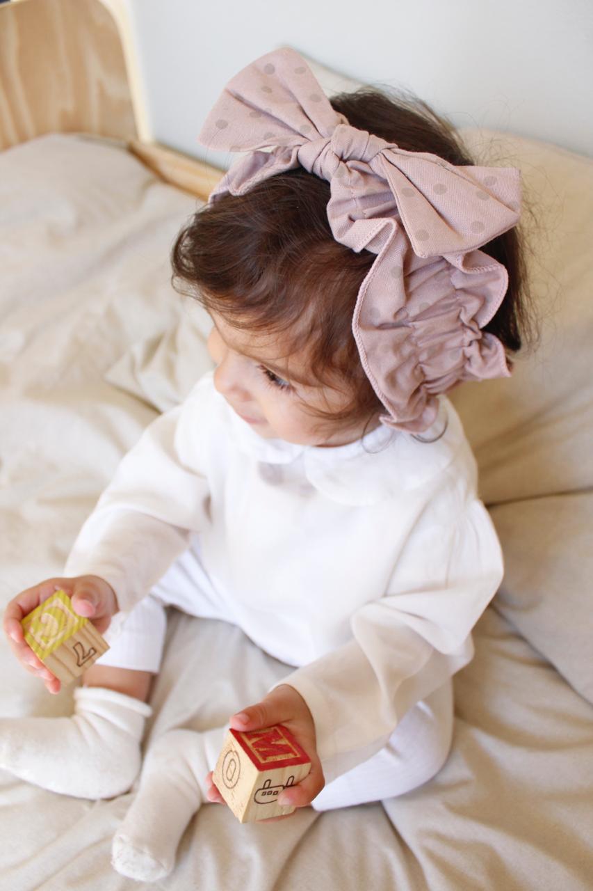 Vintage Stretch Headband - Cherry Mini Dots