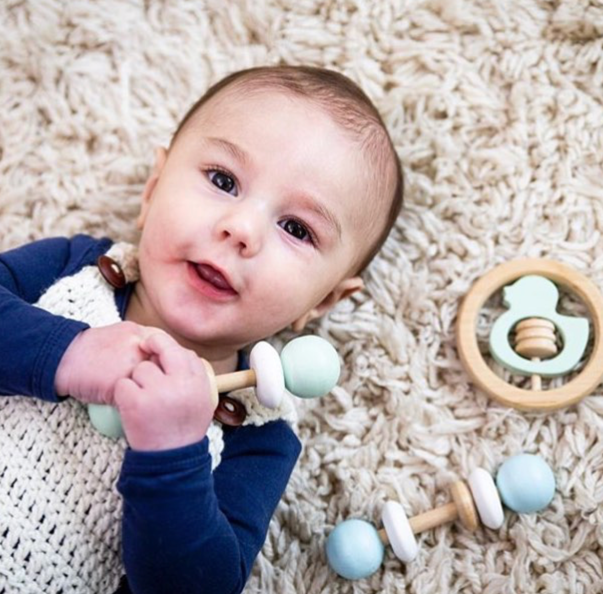 Duck Hand Rattle - Sky