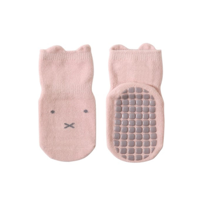 Non-Slip Cotton Baby Socks - Blush Rabbit