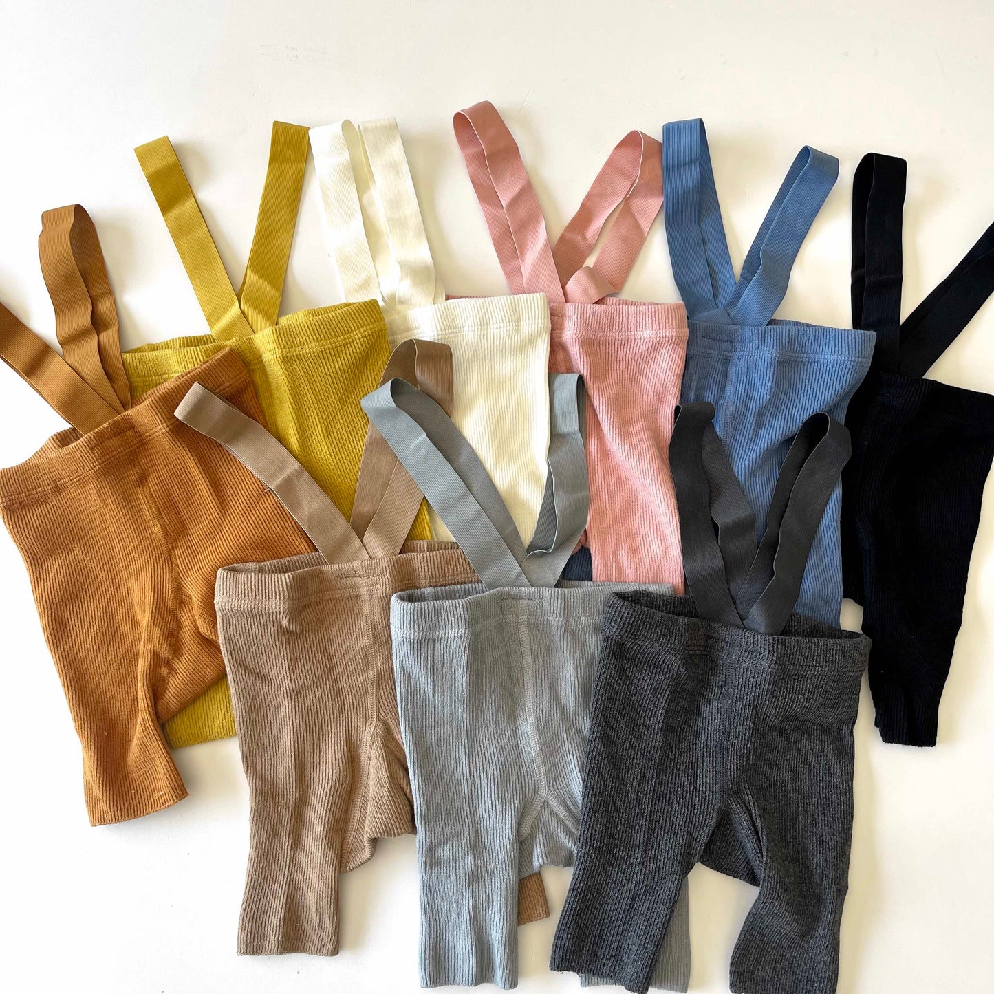 Unisex Ribbed Suspender Shorts - Light Grey