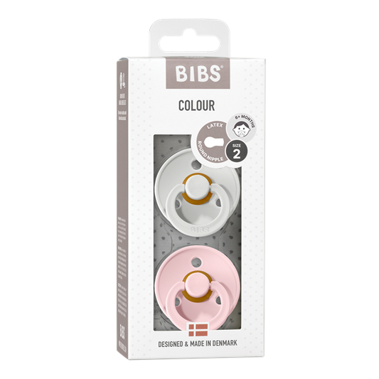 BIBS Natural Latex Pacifier 2 Pack - Haze/Blossom Size 1