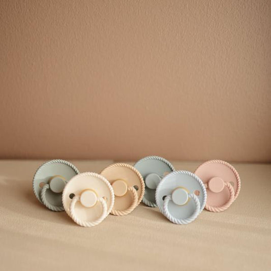 FRIGG Rope Natural Rubber Baby Pacifier - Powder Blue - Size 2
