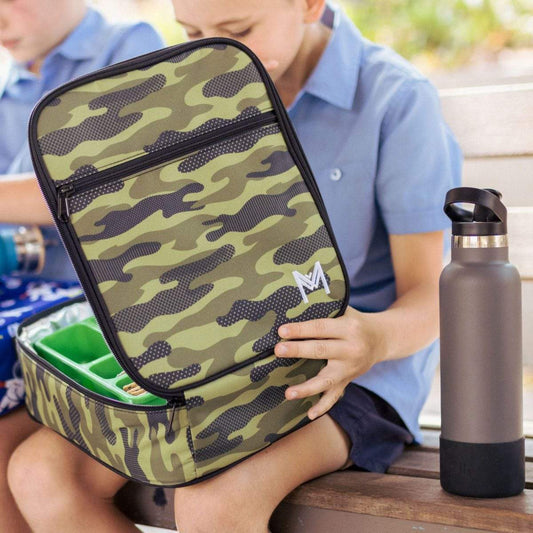 MontiiCo Large Insulated Lunch Bag with Ice Pack - Camouflage