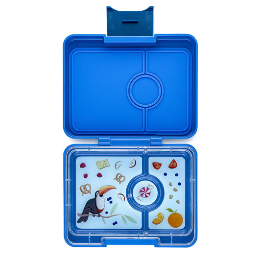 Yumbox Snack Lunch Box | True Blue with Toucan Tray | Mini Bento Box for Kids