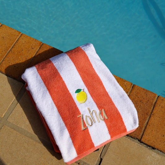 Amalfi Beach Towel - Coral Stripe