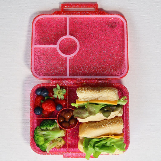 Tritan Bento Lunchbox - Lagoon Pink (Glitter) – 4 Compartment, Leakproof, BPA-Free, Microwave Safe