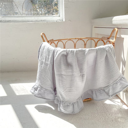 Double Muslin Frill Edged Swaddle
