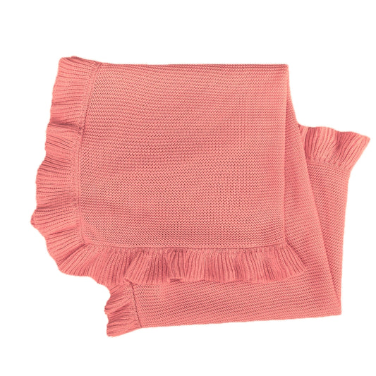 Ruffle Knitted Blanket - Rose