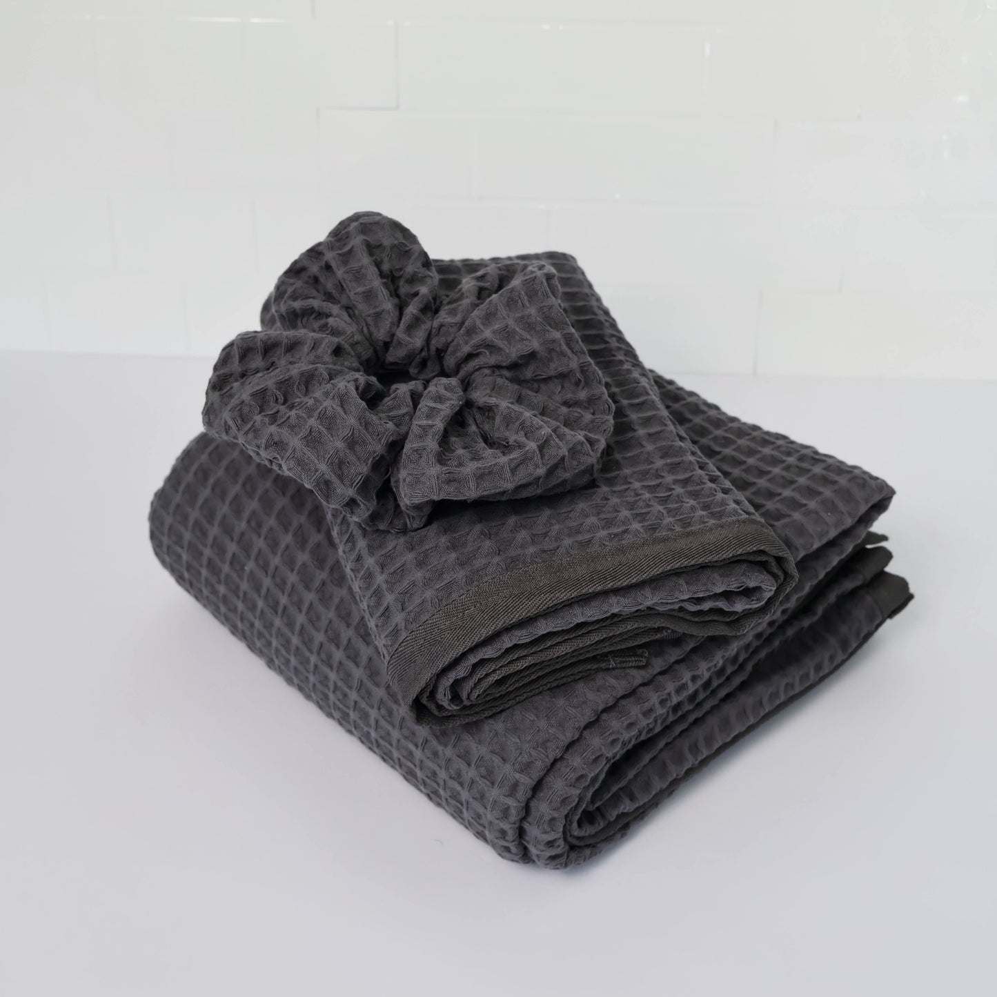 Waverly Waffle Guest Towel - Harbour Slate