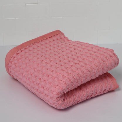 Waverly Waffle Bath Towel - Seashell Pink
