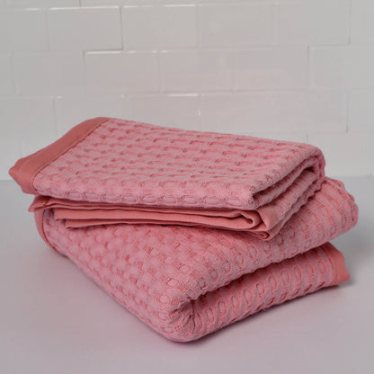 Waverly Waffle Guest Towel - Seashell Pink