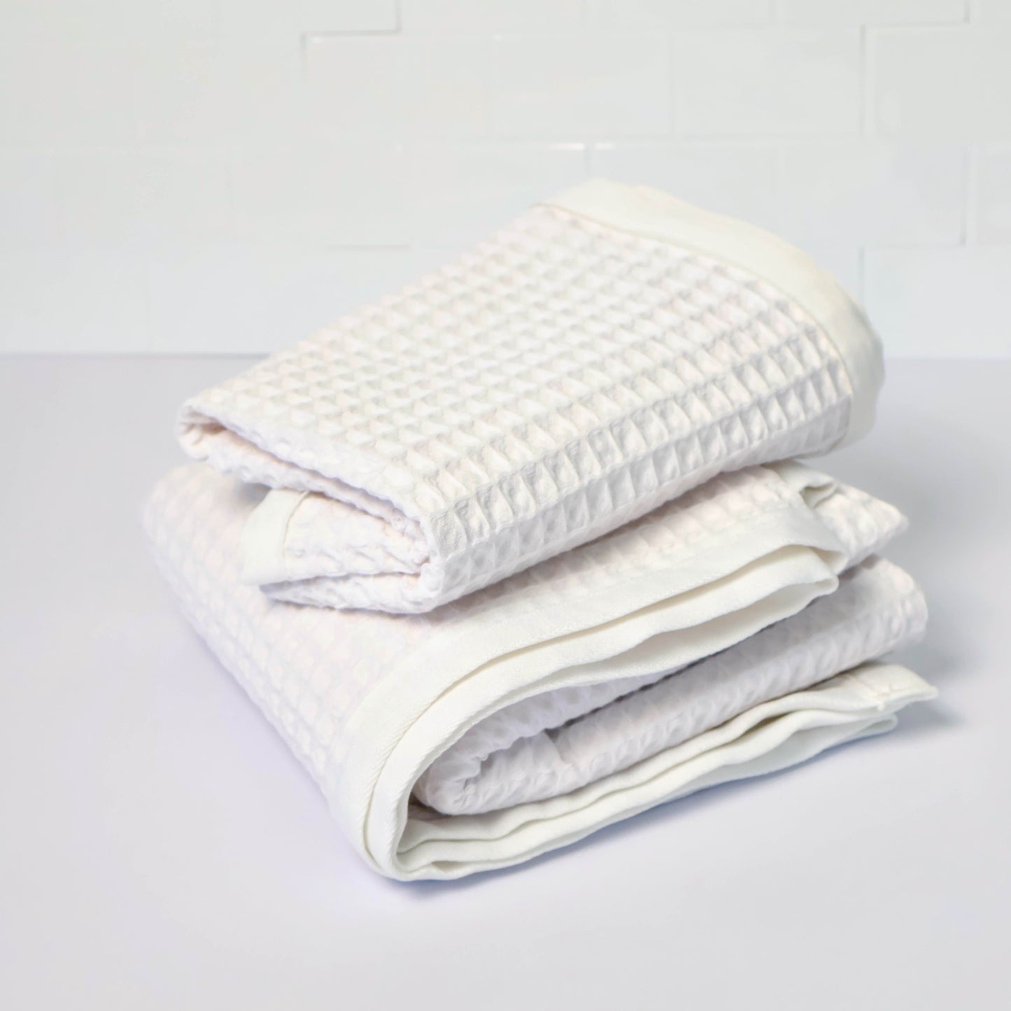 Waverly Waffle Guest Towel - Seabreeze White