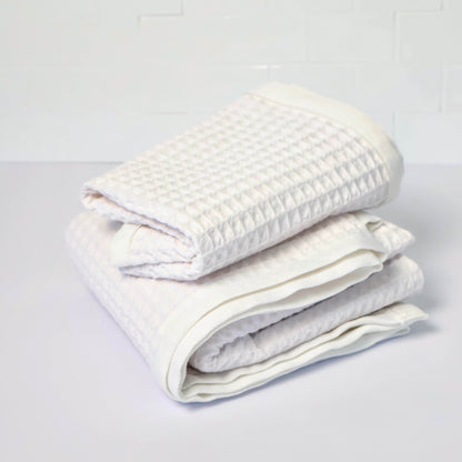 Waverly Waffle Guest Towel - Seabreeze White