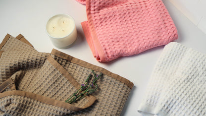 Waverly Waffle Bath Towel - Seashell Pink