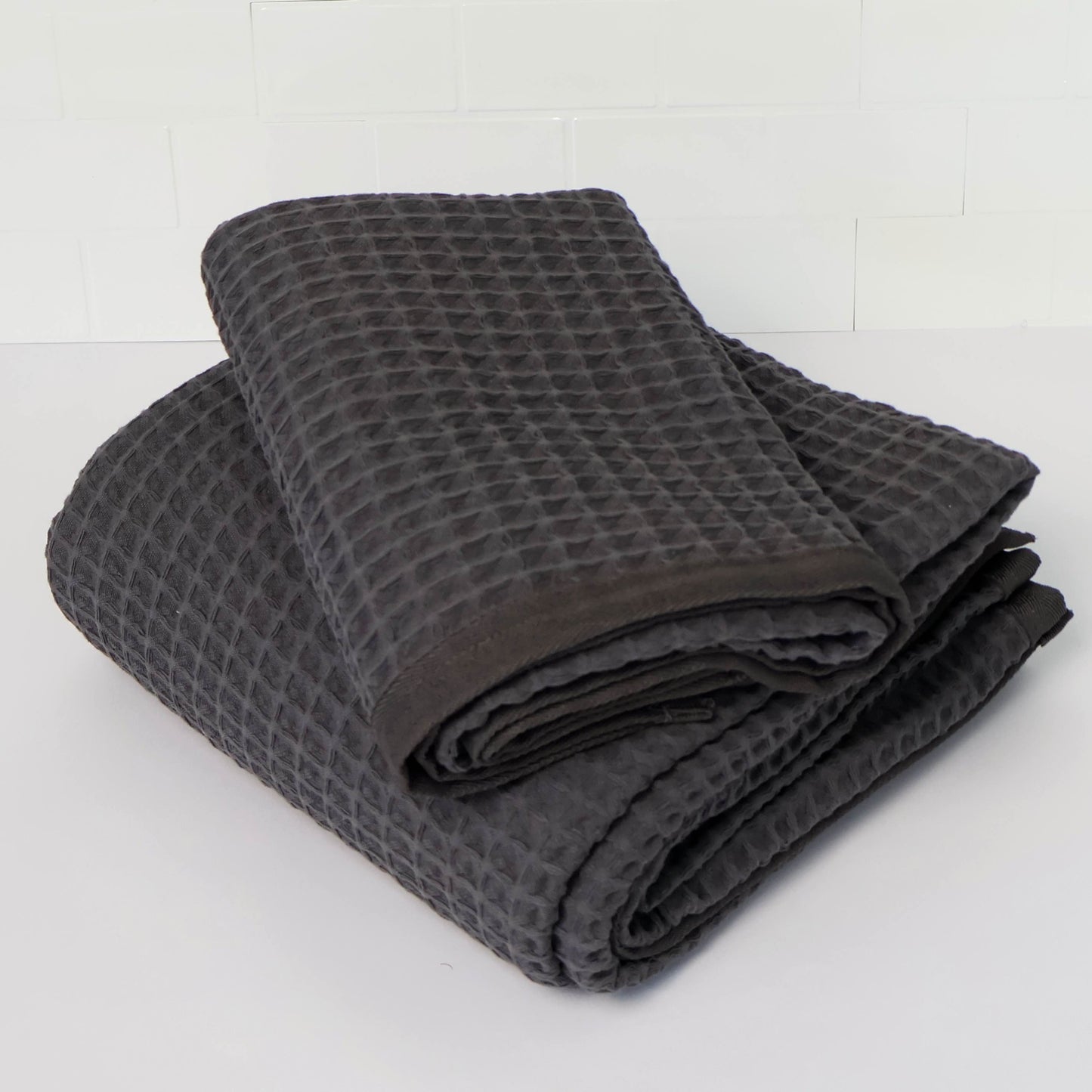 Waverly Waffle Guest Towel - Harbour Slate