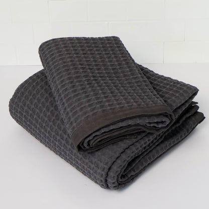 Waverly Waffle Guest Towel - Harbour Slate